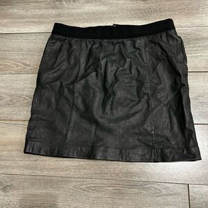 Loft Black Faux Leather Career Mini Skirt